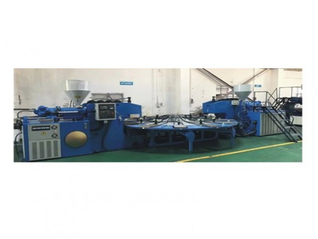 tr inyeccion rotativa maquina para hacer suelas en dos colores.